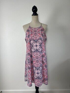 Decree Pink Mandala Patterned High Neck Sleeveless Summer Midi Dress Size XL
